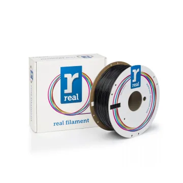 REAL PC PETG 3D Printer Filament - Black - Spool of 0.5Kg - 1.75mm (REALPCPETGBLACK500MM175)