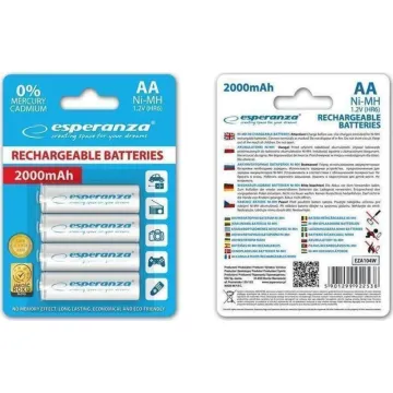 Esperanza Rechargeable Batteries Aa 2000mah 4p (EZA104W) (ESPEZA104W)
