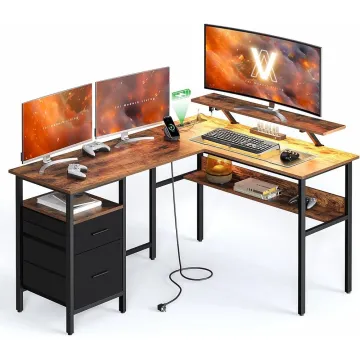 Vasagle Γωνιακό Mεταλλικό γραφείο 150 x 120 x 89 cm Χρώματος Καφέ με υφή Ξύλου (LWD095K01) (VASLWD095K01)