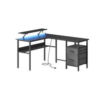 Vasagle Γωνιακό Mεταλλικό γραφείο 150 x 120 x 89 cm Χρώματος Μαύρο με υφή Ξύλου (LWD095B01) (VASLWD095B01)