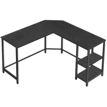 Vasagle Γωνιακό Mεταλλικό γραφείο 138 x 138 x 75 cm Χρώματος Μαύρο με υφή Ξύλου (LWD072B56) (VASLWD072B56)