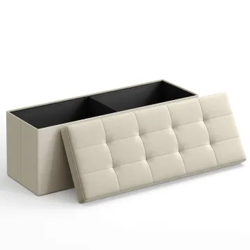 Songmics Αναδιπλούμενος Πάγκος Αποθήκευσης - 110 x 38 x 38 - Μπεζ (LSF77BE) (SNGLSF77BE)