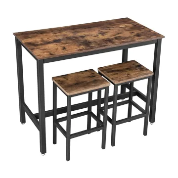 Vasagle Σετ Μεταλλικό Ορθογώνιο Τραπέζι - Bar 120 x 60 x 90 cm με 2 Σκαμπό (LBT15X) (VASLBT15X)