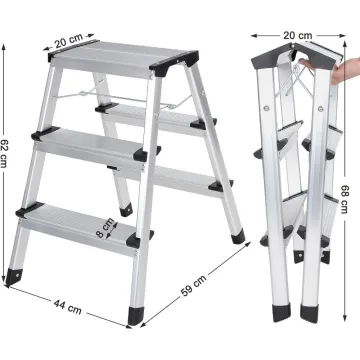 Songmics Σκαλοσκαμπό Αλουμινίου 3 Σκαλιών 62cm (GLT23K) (SNGGLT23K)