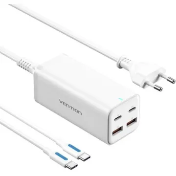 VENTION 3-Port USB (C + C + A) GaN Charger (65W/65W/60W) EU-Plug Black (FERB0-EU) (VENFERB0-EU)