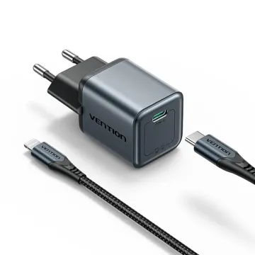 VENTION 2-Port USB (C + A) GaN Charger (30W/30W) EU-Plug Black (FEQB0-EU) (VENFEQB0-EU)