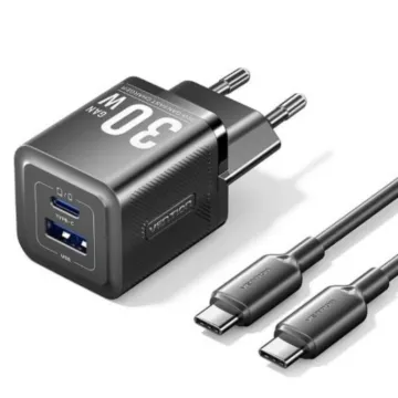 VENTION 2-Port USB (C + C) GaN Charger (45W/45W) EU-Plug White (FEFW0-EU) (VENFEFW0-EU)