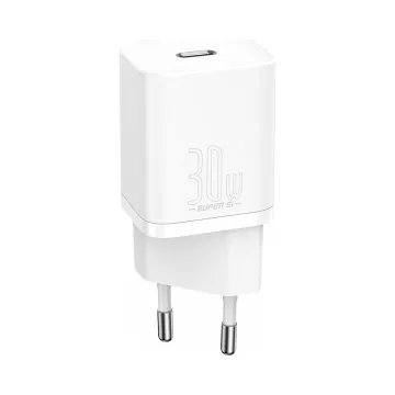Baseus Φορτιστής Χωρίς Καλώδιο με Θύρα USB-C 30W Power Delivery Λευκός (Super Si) (CCSUP-J02) (BASCCSUPJ02)