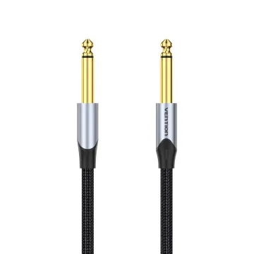 VENTION Cotton Braided 6.5mm Male to Male Audio Cable 2M Gray Aluminum Alloy Type (BASHH) (VENBASHH)