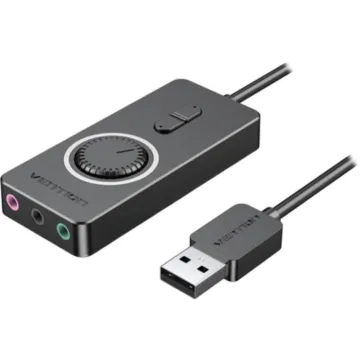 VENTION USB 2.0 External Stereo Sound Adapter with Volume Control 0.15M Black ABS Type (CDRBB) (VENCDRBB)