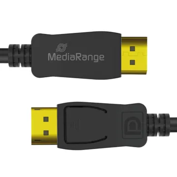 MediaRange DisplayPort Cable, Ver. 2.1, 40 Gbps, 4k@120Hz, 8k@60Hz, True Color 24 Bit, Deep Color 30 Bit, HDR, HDCP 2.2, 2.0m, Black (MRCS248)