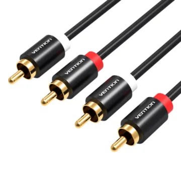 VENTION 2RCA Male to Male Audio Cable 2M Black Metal Type (VAB-R06-B200) (VENVAB-R06-B200)