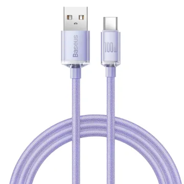 Baseus Crystal Shine Braided USB 2.0 Cable USB-C male - USB-A male Μωβ 1.2m (CAJY000405) (BASCAJY000405)