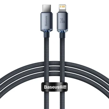 Baseus Crystal cable USB-C to Lightning, 20W, PD, 1.2m Black (CAJY000201) (BASCAJY000201)