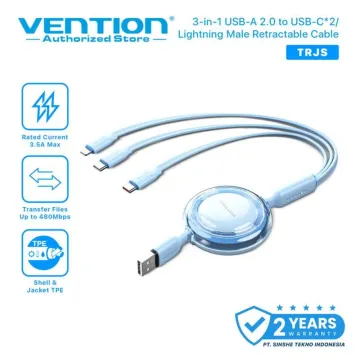 VENTION USB 2.0 C Male to C Male 3A Cable 1M Black Flexible PVC Type (TRVBF) (VENTRVBF)