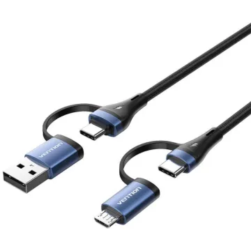 VENTION USB 2.0 Type-C Male to Type-C Male 3A Cable 1M Blue PVC Type (TRCSF) (VENTRCSF)