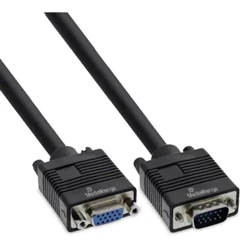 MediaRange VGA extension cable, VGA (HD15) plug to socket, 2m Cable Length, Black (MRCS249)