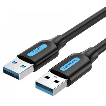 VENTION Nylon Braided USB 2.0 A Male to Type-C Male 3A Cable 1M Black LED Type (CTFBF) (VENCTFBF)