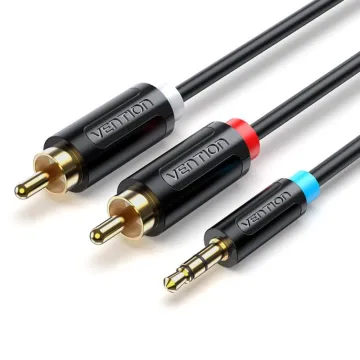 VENTION Cotton Braided 3.5mm Audio Extension Cable 1M Black Metal Type (BHBBF) (VENBHBBF)