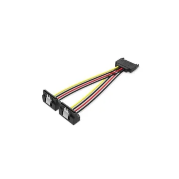 VENTION SATA 15-Pin Male to 2*15-Pin 90° Female Power Splitter 0.15M Black (KDBBB) (VENKDBBB)