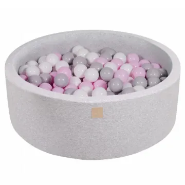 MeowBaby Baby Foam Round Ball Pit 90x30cm with 200 Balls Light Gray (MEO033) (MEBMEO033)