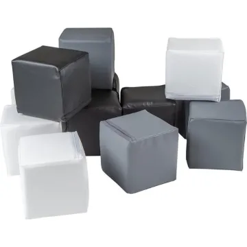 MeowBaby Soft Foam Building Blocks 15x15cm Cubes Certified, White/Black/Gray (KL003IE) (MEBKL003IE)