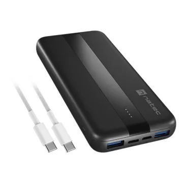 Natec Trevi Slim Q Power Bank 10000mAh, 20W Maximum Power, Quick Charge, Power Delivery Micro USB, USB Type-A, USB Type-C (NPB-2294) (NTCNPB-2294)