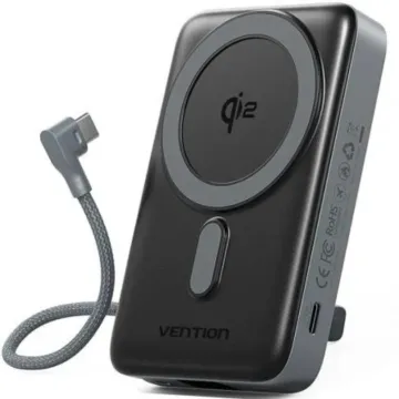 VENTION 10000mAh Magnetic Wireless Power Bank (USB-C + USB-C/USB-C/Wireless) 35W Gray LED Display Type (FKHH0) (VENFKHH0)