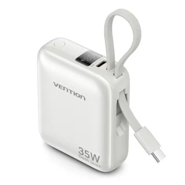 VENTION 20000mAh Power Bank (USB-C + USB-A) with Built-in Cable 22.5W Pink LED Display Type (XGYP0-40-TY) (VENXGYP0-40-TY)