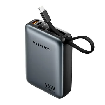 VENTION 20000mAh Mini Power Bank (USB-C + USB-C/USB-A) with Built-in USB-C Cable 45W Beige (FHGN0) (VENFHGN0)