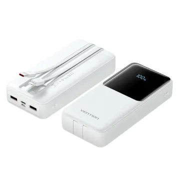 VENTION LED Display 4800mAh Power Bank (USB-C + Lightning + USB-C) 22.5W Blue Foldable USB-C Type (FHQL0) (VENFHQL0)