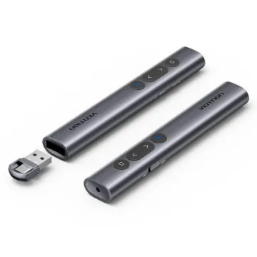 VENTION Wireless PowerPoint Presentation Clicker with Red Laser Pointer – Gray (KQIH0) (VENKQIH0)