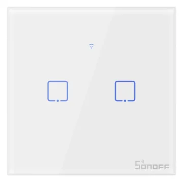 Sonoff T0EU2C-TX Χωνευτός Διακόπτης Τοίχου Wi-Fi για Έλεγχο Φωτισμού με Πλαίσιο και Δύο Πλήκτρα Αφής Φωτιζόμενος Λευκός (IM190314010) (SONIM190314010)