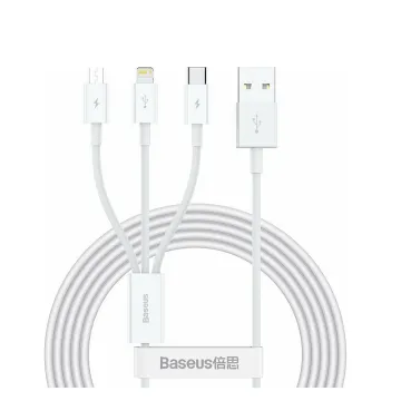 Baseus Superior Series Regular USB to Type-C / Lightning / micro USB Cable 3.5A Λευκό 1.5m (CAMLTYS-02) (BASCAMLTYS02)
