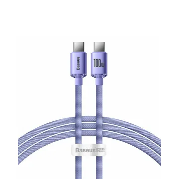 Baseus Crystal Shine Braided USB 2.0 Cable USB-C male - USB-C male Μωβ 1.2m (CAJY000605) (BASCAJY000605)