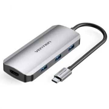 VENTION USB-C to HDMI/USB 3.0x3/SD/TF/PD Docking Station 0.15M Gray Mirrored Surface Type (TFMHB) (VENTFMHB)