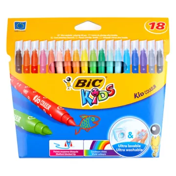 BIC σετ χρωματιστών μαρκαδόρων Kid Couleur, ultra washable, 18τμχ