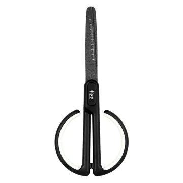 FIZZ ψαλίδι FZ212003-W με χάρακα, μεταλλική λεπίδα, 17cm, μαύρο-λευκό