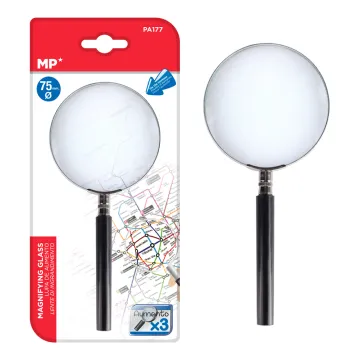 MP μεγεθυντικός φακός PA173, x3, 90mm, πλαστικός με γυάλινο φακό, μαύρος