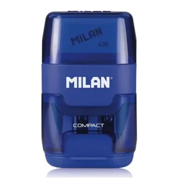 MILAN ξύστρα μολυβιών με κάδο & γόμα 1204703116, μπλε
