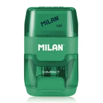 MILAN ξύστρα μολυβιών με κάδο & γόμα 1204703116, πράσινη
