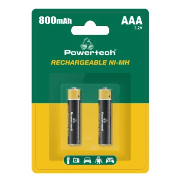 POWERTECH επαναφορτιζόμενες μπαταρίες NI-MH PT-1403, AAA, 800mah, 1.2V, 2τμχ
