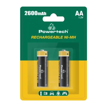 POWERTECH επαναφορτιζόμενες μπαταρίες NI-MH PT-1404, AA, 2600mah, 1.2V, 2τμχ