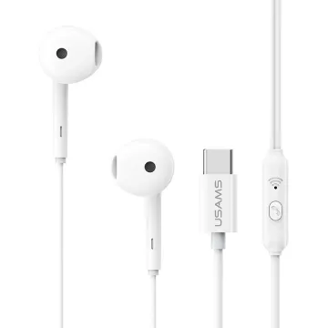USAMS earphones με μικρόφωνο SJ771, USB-C σύνδεση, 1.2m, λευκά