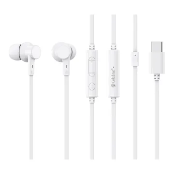 CELEBRAT earphones με μικρόφωνο G40, USB-C σύνδεση, 10mm, 1.2m, λευκά