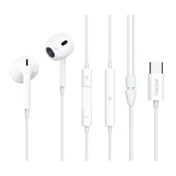 CELEBRAT earphones με μικρόφωνο E400, USB-C σύνδεση, Φ14mm, 1.2m, λευκά