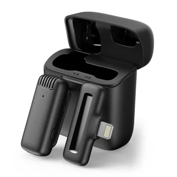 APEXEL ασύρματο μικρόφωνο APL-MIC013 με θήκη φόρτισης, Lightning, 2.4GHz, μαύρο