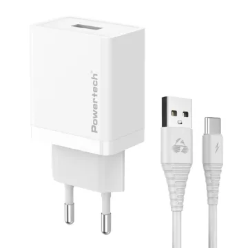 POWERTECH φορτιστής τοίχου PT-1321, 2x USB, 12W, λευκός