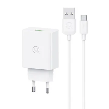USAMS φορτιστής τοίχου SCXLTZ01 με καλώδιο micro USB, USB, 18W, λευκός