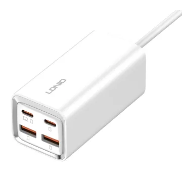 LDNIO σταθμός φόρτισης A4610C, 2x USB-C & 2x USB, 65W, PD/QC, λευκός